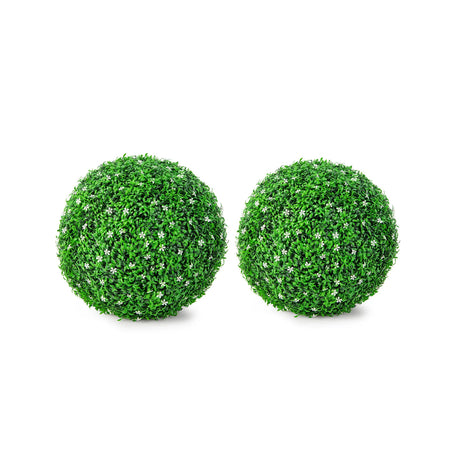 2 PCS Holly Artificial Topiary Balls 19.5 Inch Faux Boxwood Balls