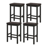 24" Bar Stools with Padded Seat Footrest and Rubber Wood Frame-Brown