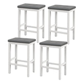 24" Bar Stools with Padded Seat Footrest and Rubber Wood Frame-White