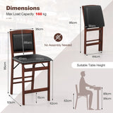 Set of 2 Folding Kitchen Island Stool with Rubber Wood Legs-Brown