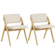 Set of 2 Folding Kitchen Dining Chairs with Rubber Wood Legs-Natural