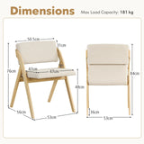 Set of 2 Folding Kitchen Dining Chairs with Rubber Wood Legs-Natural
