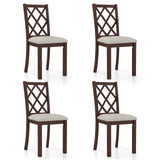 Dining Chair Set of 2 Wood Kitchen Chairs with Upholstered Seat Cushion and Rubber Wood Legs-Brown