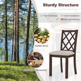 Dining Chair Set of 2 Wood Kitchen Chairs with Upholstered Seat Cushion and Rubber Wood Legs-Brown