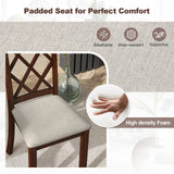 Dining Chair Set of 2 Wood Kitchen Chairs with Upholstered Seat Cushion and Rubber Wood Legs-Brown
