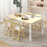 Set of 2 Foldable Kitchen Chair with Rubber Wood Legs and Padded Seat-Natural