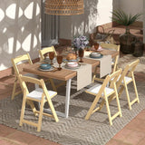 Set of 2 Foldable Kitchen Chair with Rubber Wood Legs and Padded Seat-Natural