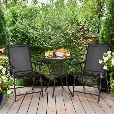 Set of 2 Outdoor Patio Folding Chair with Ergonomic Armrests-Black