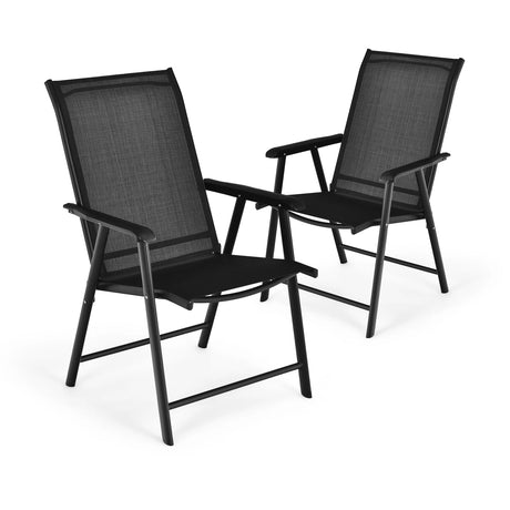 Set of 2 Outdoor Patio Folding Chair with Ergonomic Armrests-Black