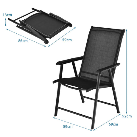 Set of 2 Outdoor Patio Folding Chair with Ergonomic Armrests-Black