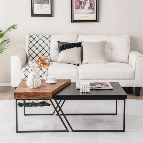 2 Pieces Modern Stacking Side Table for Living Room, Office, Bedroom