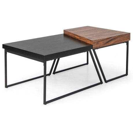 2 Pieces Modern Stacking Side Table for Living Room, Office, Bedroom