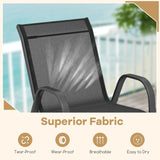 Set of 2 Patio Stackable Metal Dining Chairs with Armrests-Black