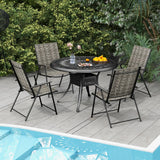 Set of 2 Patio Folding Chairs with Armrests-Grey