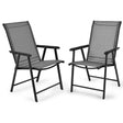2 Pieces All-Weather Folding Chair Set with armrests for Patio