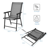 2 Pieces All-Weather Folding Chair Set with armrests for Patio