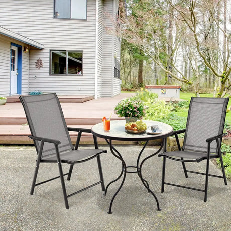 2 Pieces All-Weather Folding Chair Set with armrests for Patio