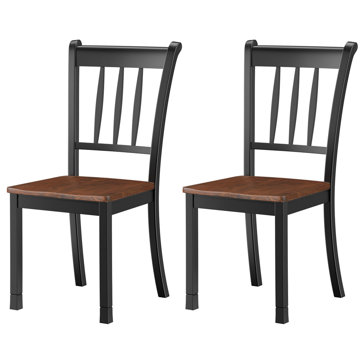 2 Pieces Solid Whitesburg Spindle Back Wood Dining Chairs-Black