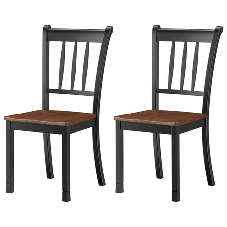 2 Pieces Solid Whitesburg Spindle Back Wood Dining Chairs-Black