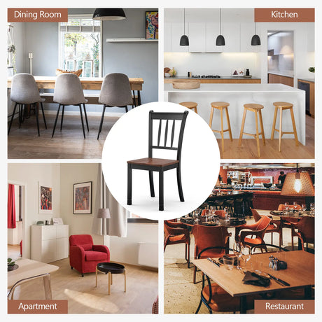 2 Pieces Solid Whitesburg Spindle Back Wood Dining Chairs-Black