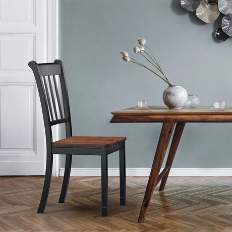 2 Pieces Solid Whitesburg Spindle Back Wood Dining Chairs-Black