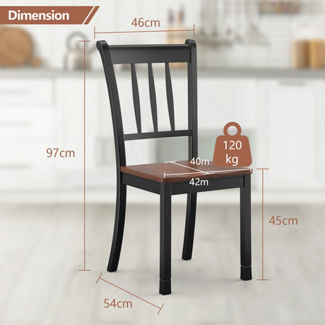 2 Pieces Solid Whitesburg Spindle Back Wood Dining Chairs-Black