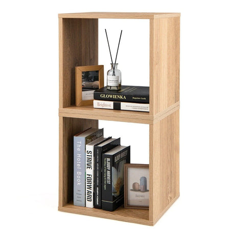 Set of 2 Stackable Nightstand with Storage Cubes