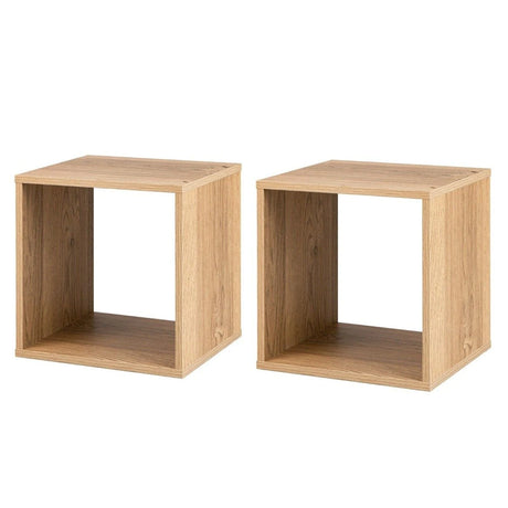 Set of 2 Stackable Nightstand with Storage Cubes