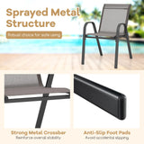 Set of 2 Patio Stackable Metal Dining Chairs with Armrests-Grey