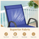 Set of 2 Patio Stackable Metal Dining Chairs with Armrests-Navy