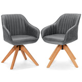 Ergonomic Armchairs with Linen Fabric Cover for Home Office-Grey