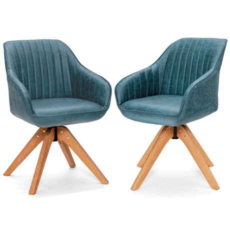 Ergonomic Armchairs with Linen Fabric Cover for Home Office-Blue