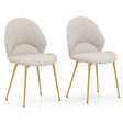 Set of 2 Upholstered Accent Chairs with Curved Backrest Adjustable Foot Pads-Grey