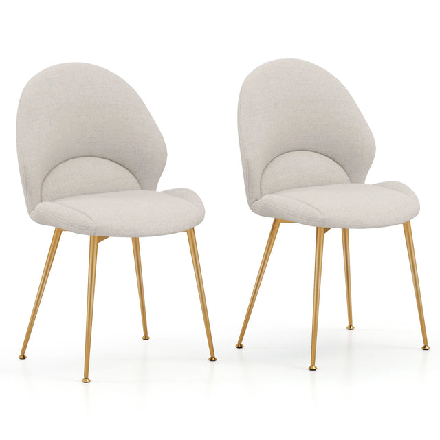Set of 2 Upholstered Accent Chairs with Curved Backrest Adjustable Foot Pads-Grey