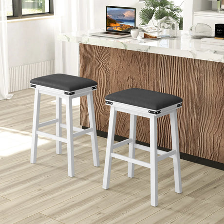 Set of 2 24/30 Inch Dining Bar Stool with Acacia Wood Frame-30 inches