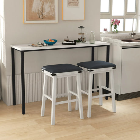 Set of 2 24/30 Inch Dining Bar Stool with Acacia Wood Frame-30 inches