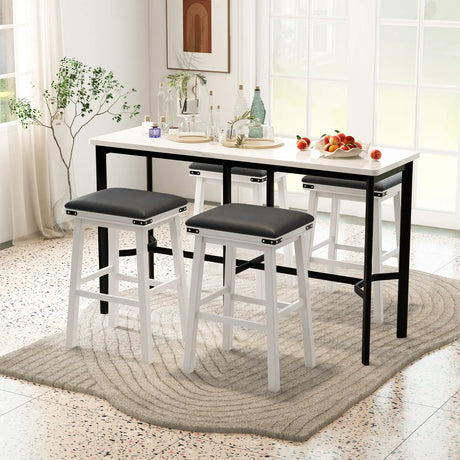 Set of 2 24/30 Inch Dining Bar Stool with Acacia Wood Frame-30 inches