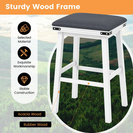 Set of 2 24/30 Inch Dining Bar Stool with Acacia Wood Frame-30 inches