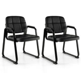 Upholstered Waiting Room Chair with Armrest and Ergonomic Backrest-Black