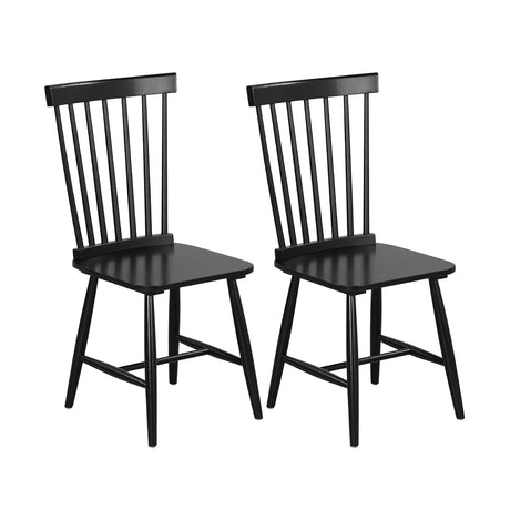 Set of 2 Windsor Dining Chairs with High Spindle Back-Black