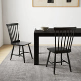 Set of 2 Windsor Dining Chairs with High Spindle Back-Black