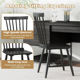 Set of 2 Windsor Dining Chairs with High Spindle Back-Black
