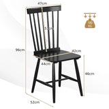 Set of 2 Windsor Dining Chairs with High Spindle Back-Black