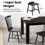 Set of 2 Windsor Dining Chairs with High Spindle Back-Black