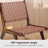 Set of 1/2 Woven Leather Accent Chairs with Wood Frame-Set of 2
