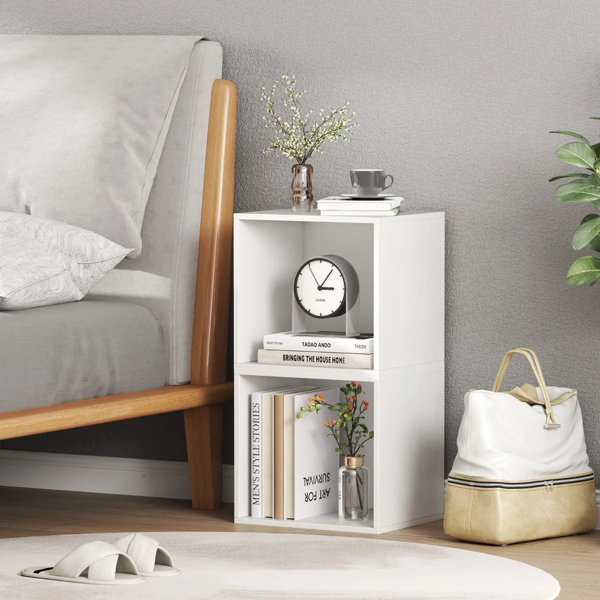 Set of 4 Cube Storage Organizers for Small Space-White