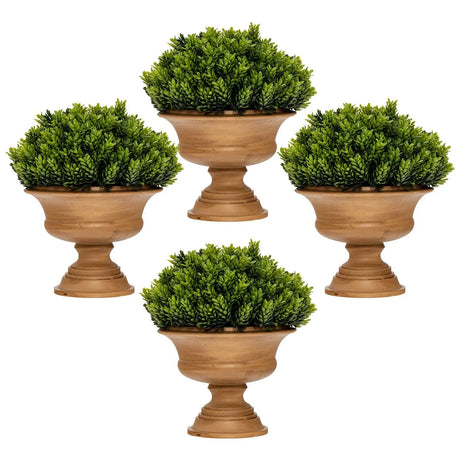 4-Set Artificial Mini Greenery Potted Plant for Home &amp; Office-Round shape