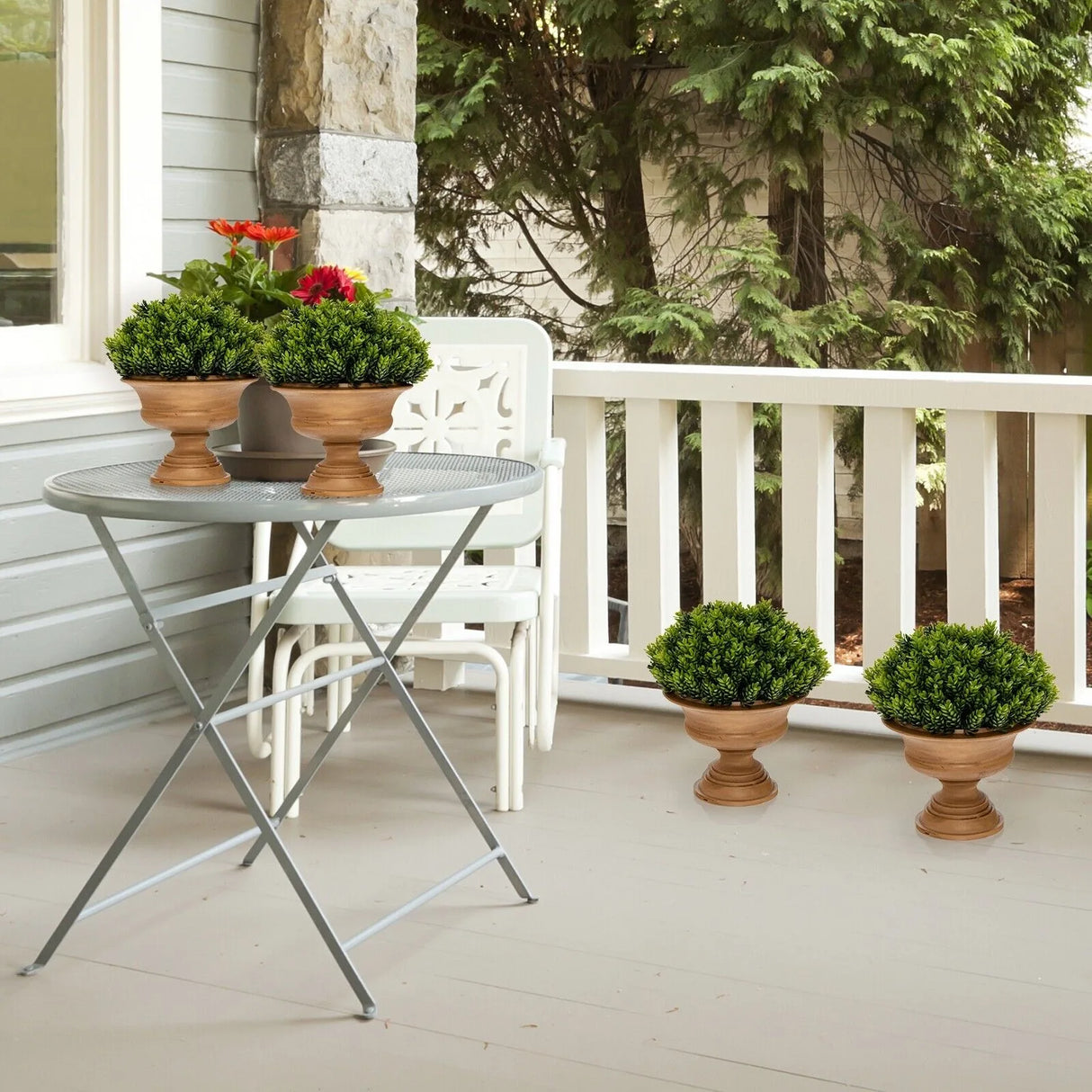4-Set Artificial Mini Greenery Potted Plant for Home &amp; Office-Round shape