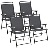 4 Pieces Folding Chairs with Ergonomic Backrest for Outdoor