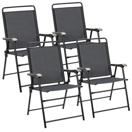 4 Pieces Folding Chairs with Ergonomic Backrest for Outdoor
